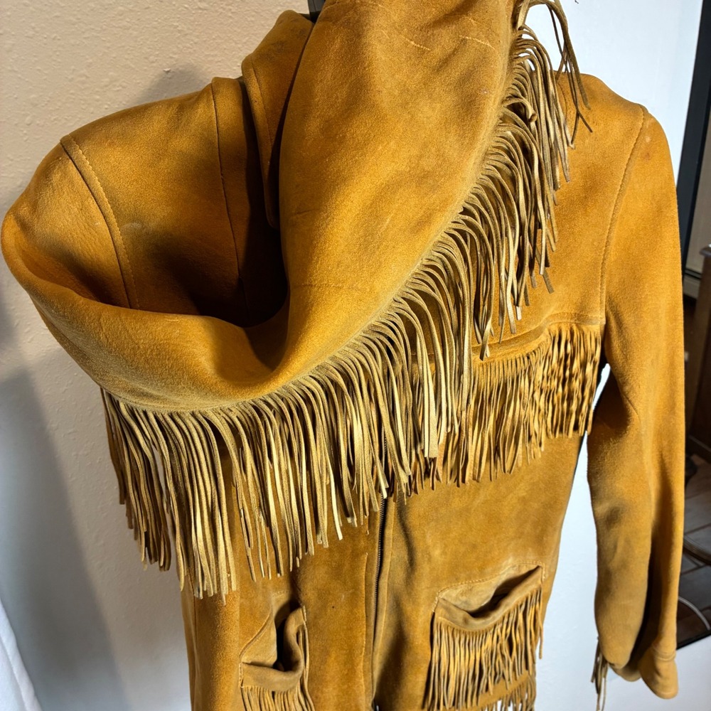 True Vintage 1940s 50s Western Buckskin Fringe‎ Jacket Conmar rectangular zip - Picture 4 of 16